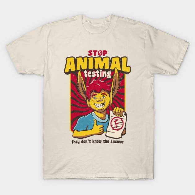 Stop Animal Testing Vintage Back to School by Tobe Fonseca T-Shirt by Tobe_Fonseca